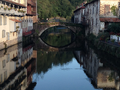 Баската страна, пейзаж, мост, стар, история, град, село