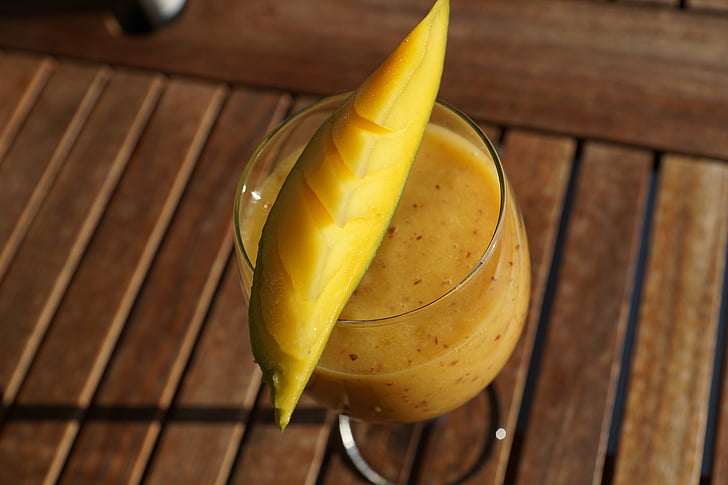 smoothie, μάνγκο, φάτε, ποτό, γυαλί, Κίτρινο, τροφίμων