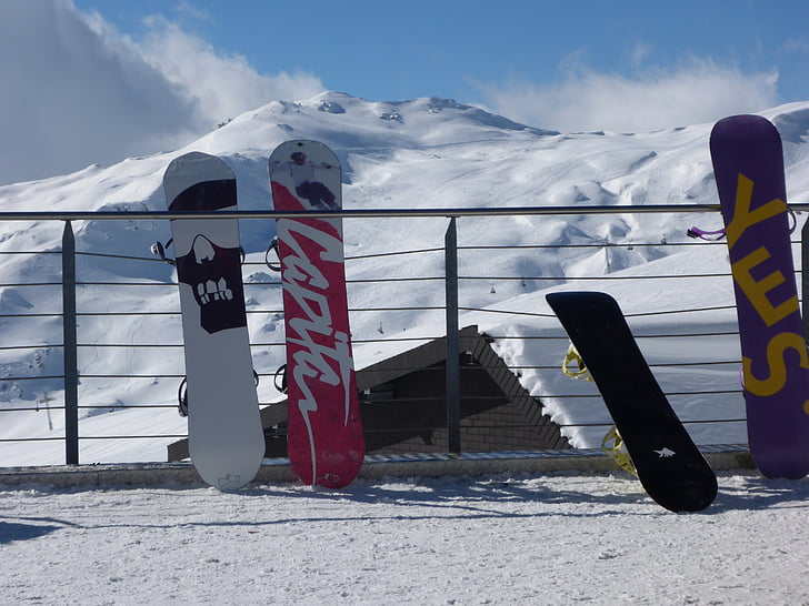 snowboards, snow, alps, mountains, alpine, lifestyle, outdoors