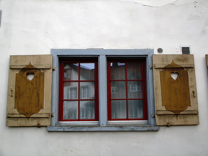 home, hauptwil, window, kreuzsprosssen, shutters, frame, curtains