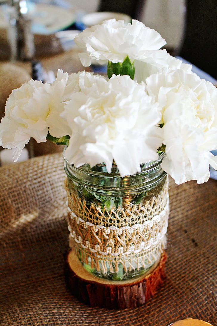 fleur, vase à fleur, décoration, blanc, décor, bouquet