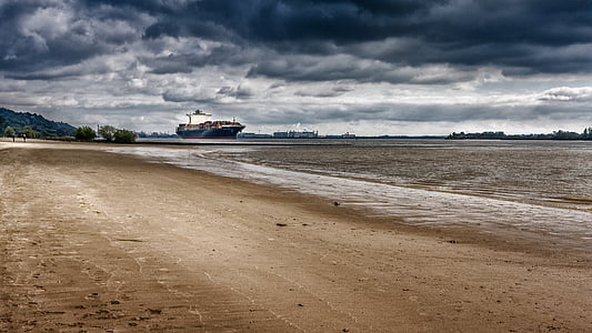 Hamburg, Port, Labe, loď, vody, hamburgskom prístave, oblaky