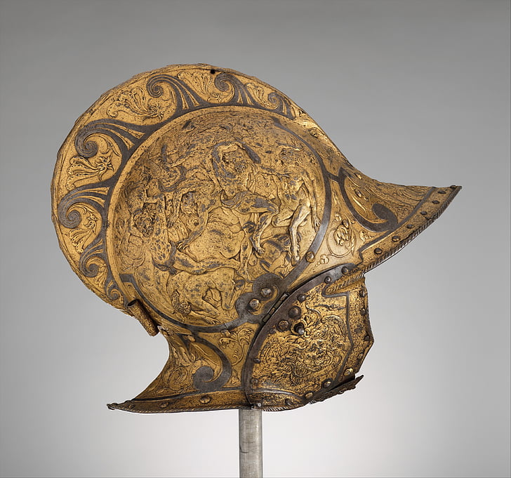 burgonet, helm, abad pertengahan, zirah, ksatria, Eropa, Sejarah