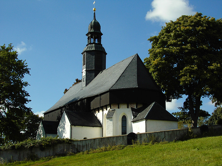 cerkev, utrjeno cerkev, zgodovinsko, stavbe, arhitektura, doernthal, regiji Krušné hory