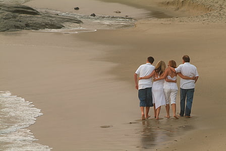 家庭, 海滩, 网上冲浪, 爱, 母亲, 父亲, 儿童