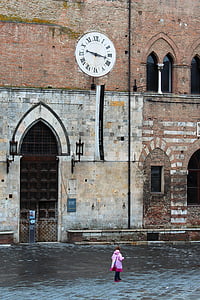 時計, 時間, イタリア, 女の子, 建物, 市, 旧市街