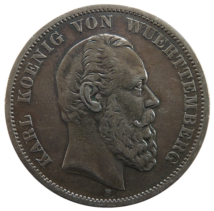đánh dấu, Württemberg, Karl, đồng xu, tiền, tiền tệ, kỷ niệm