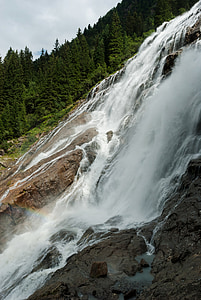 Wodospad Grawa, Austria, krajobraz, sceniczny, góry, lasu, drzewa