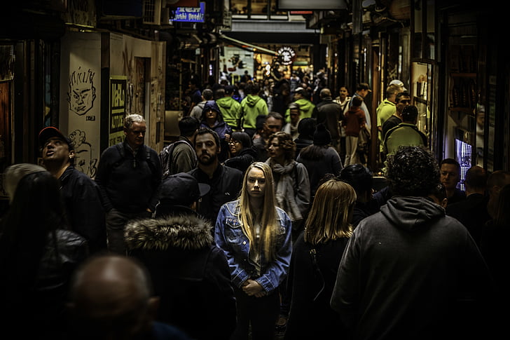 crowd, crowded, people, stores, stress, woman, urban Scene