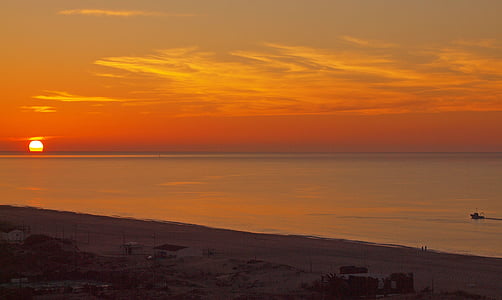 pôr do sol, Algarve, Portugal, mar, natureza, Crepúsculo, cor laranja