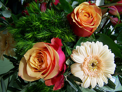 Букет цветов, Роза, Гербера, срезанные цветы