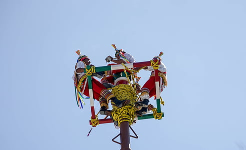 akrobater, Aerial mexikansk, kostymer, underhållare, personer, etniska, tradition