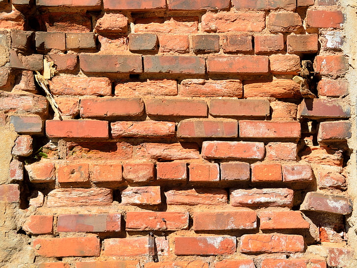 brick wall, old, grunge, background, backdrop, wall, red