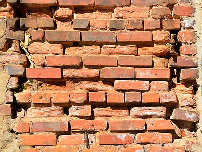 muro di mattoni, vecchio, grunge, Priorità bassa, sullo sfondo, parete, rosso