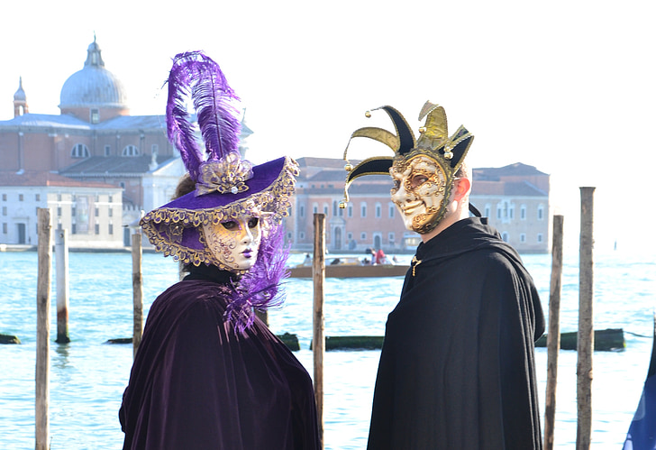 Karneval, Benátky, masky, maska z Benátok, prestrojení, Karneval v Benátkach, Taliansko