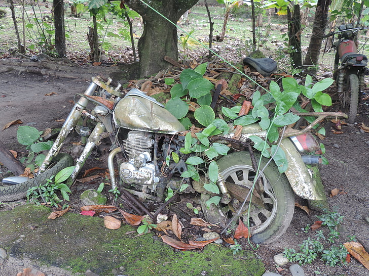 motocykel, šrot, staré, zlomené