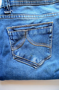 jeans, blå, lomme, mote, klær, casual, dongeri