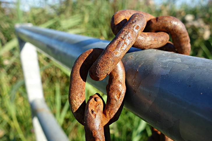 chain, link, iron, fastening, secure, gear, rust