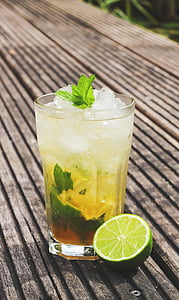 mojito, cocktail, lime, mint, ice, peppermint, cane sugar