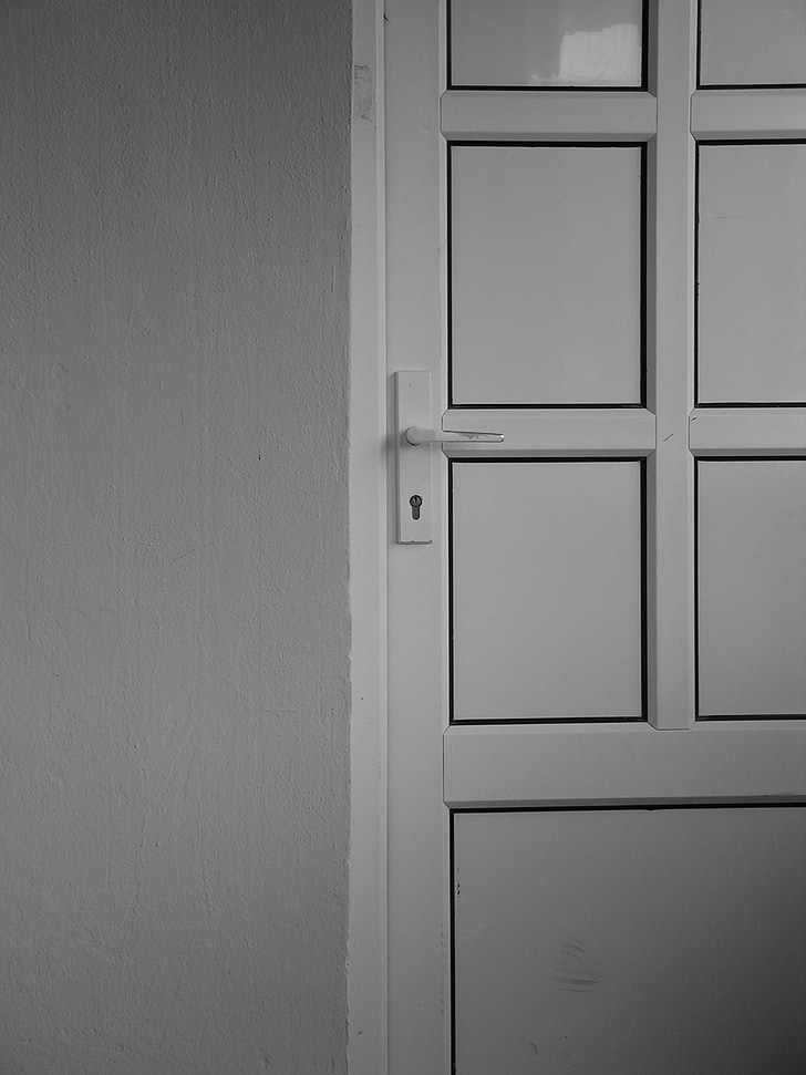 puerta, blanco y negro, mango