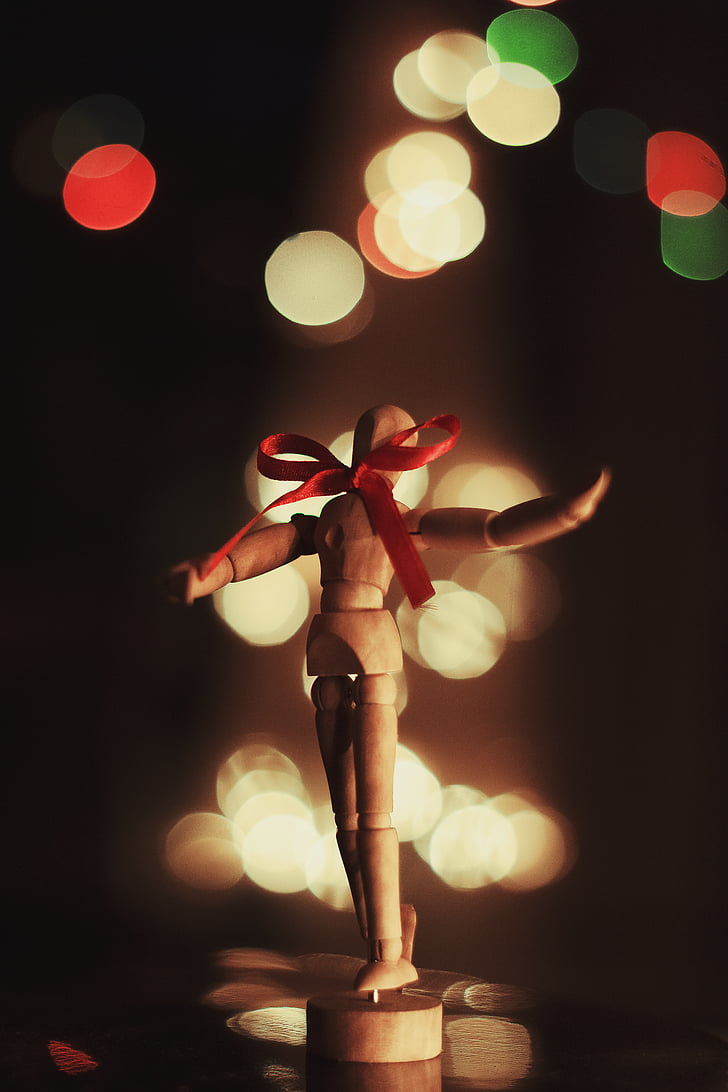 Боке, танець, ляльки, Стрічка, дерев'яна лялька, Різдво, розфокусовані