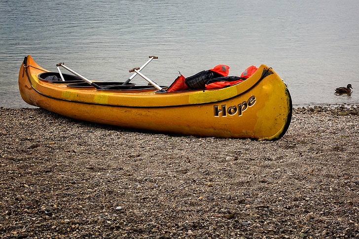 canoë-kayak, botte, Banque, plage, remblai, Paddle, sports nautiques