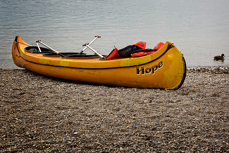 皮划艇, 启动, 银行, 海滩, 路堤, 桨, 水上运动
