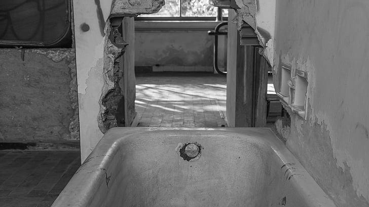 bathtub, black and white, contrast abandonment