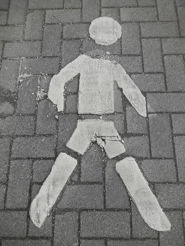 man, paved, pedestrian, away, traffic, pictogram