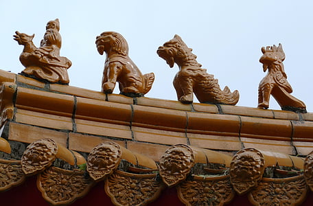 templom, buddhizmus, taoizmus, Tajvan, Kína, ábra, oroszlán
