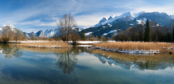 알파인, 오스트리아, 산, bergsee, 스티리아, 미러 이미지, 자연