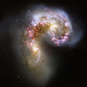 galaxie tykadlá, Galaxy, priestor, Súhvezdie rabe, NGC 4038, NGC 4039, Astronómia