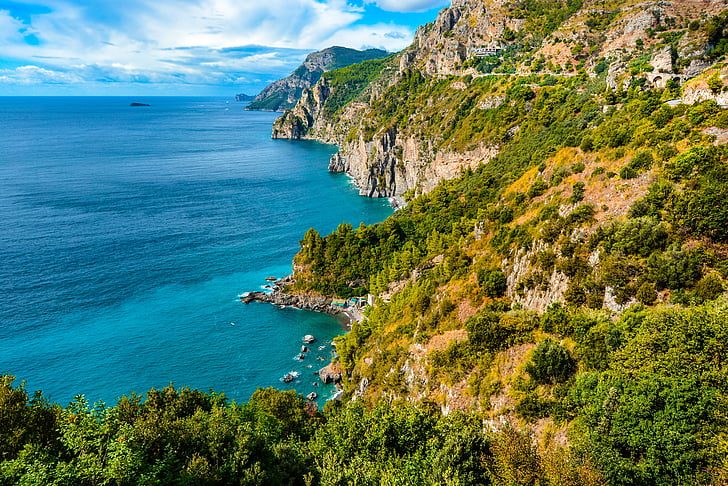 Amalfi, kyst, Italien, italiensk, landskab, Mountain, Hillside