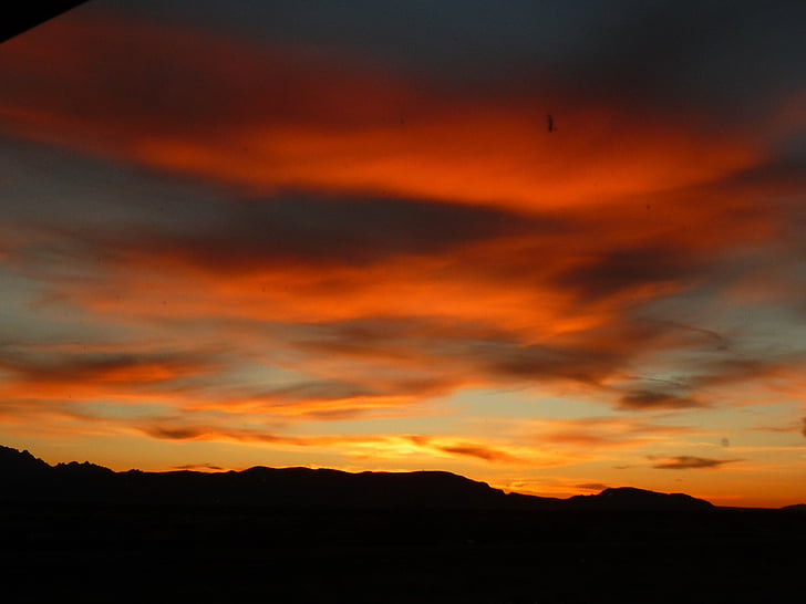 Arizona, Západ slunce, Rudá obloha, večer, obloha, mraky, venku