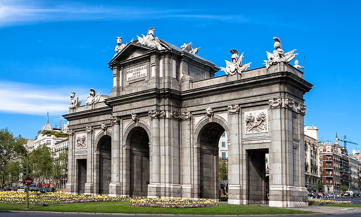 Madrid, spomenik, Puerta de alcalá, arhitektura, Španjolska, vrata, turizam