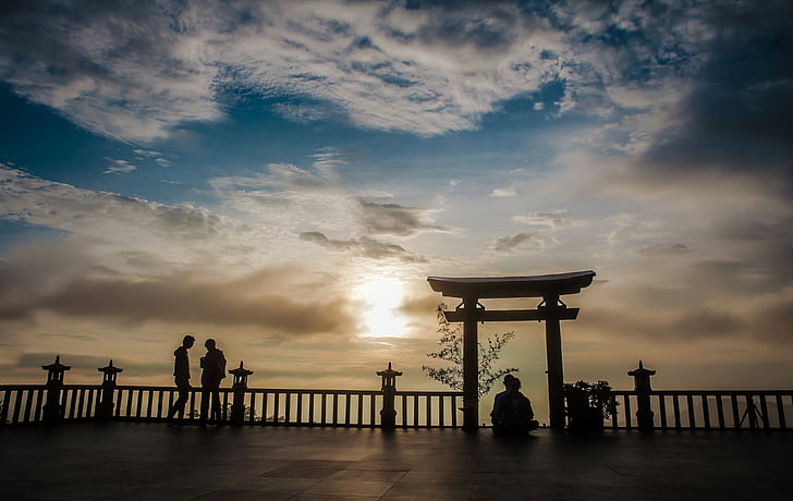 Pagoda, Wietnam, Lam dong, Wietnam, zachód słońca, niebo, Chmura - Niebo