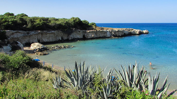 Cypern, Kapparis, Cove, stranden, havet, turkos, Seascape
