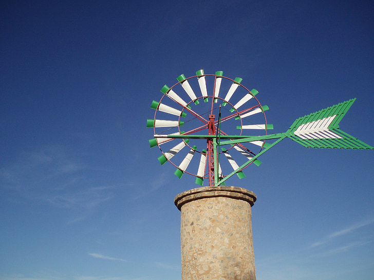 blue, sky, windmill, mill