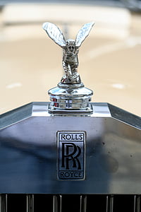 hood ornament, rolls royce, antique, wings, chrome, silver, old
