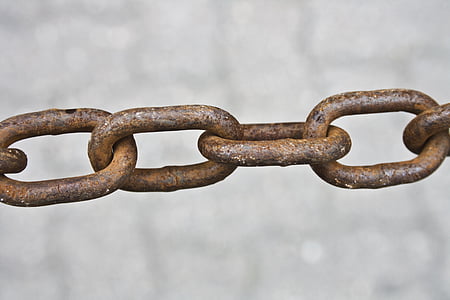 kæde, kædeled, kæder, metal, kæde link, rusten, brun