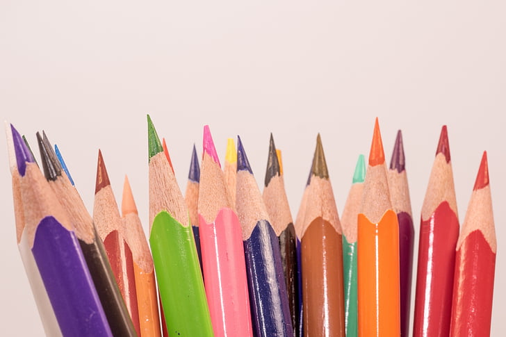 renkli kalemler, ahşap mandal, kalemler, renkli, Renk, boya, okul