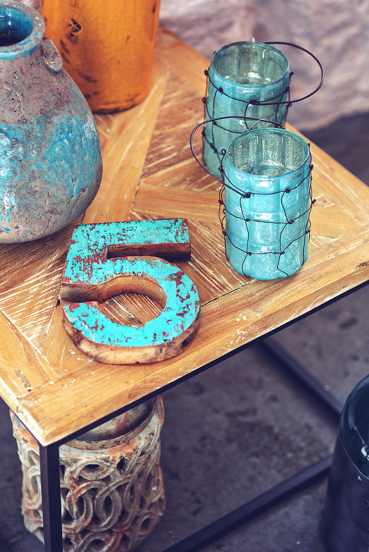 home decor, wooden, wood, number, five, candlestick, coffee table