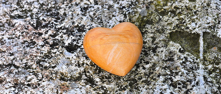 srdce, láska, Romance, kameň, drevené srdce, Príroda, makro