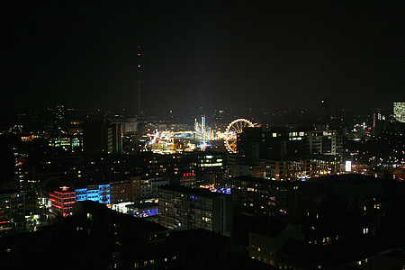 DOM, Hamburger dom, Ferris wheel, festivāla vietā, godīgu, Hamburg, naktī