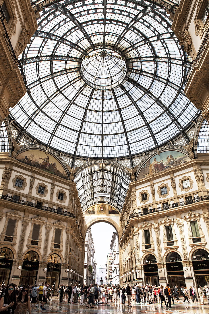 Europa, Italien, shopping, Galleria vittorio emanuele ii, Dome, glas, lyxiga
