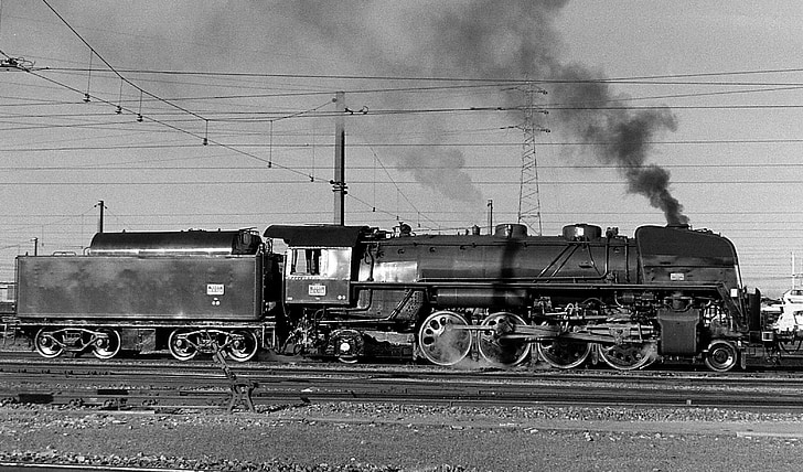lokomotiv, jernbane, Steam, SNCF, tidligere, tog, spor