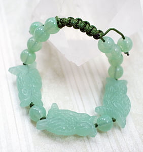 aventurine, green, owl, bracelet, stone, gem, handmade