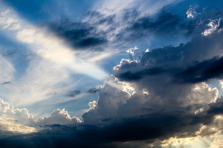 weather, sunbeam, clouds, evening light, weather mood, cloud cover, rays