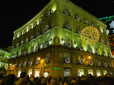 luzes, Natal, fachada, Madrid