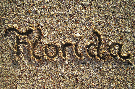 florida, in sand painted, beach, water, holiday, sand beach, urlaubsfeeling